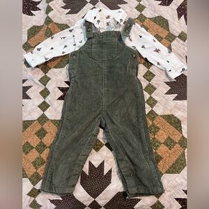 Carter's White Shirt with Brown and Green Print